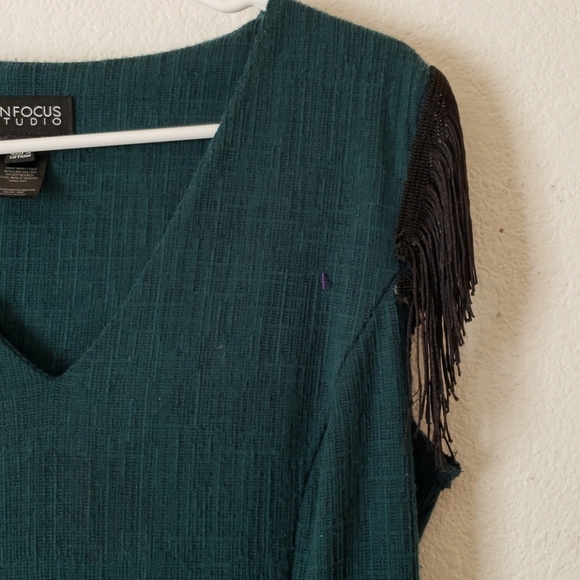 EnFocus Studio Dress Green w/Fringe and Sequins Size M - Picture 4 of 8